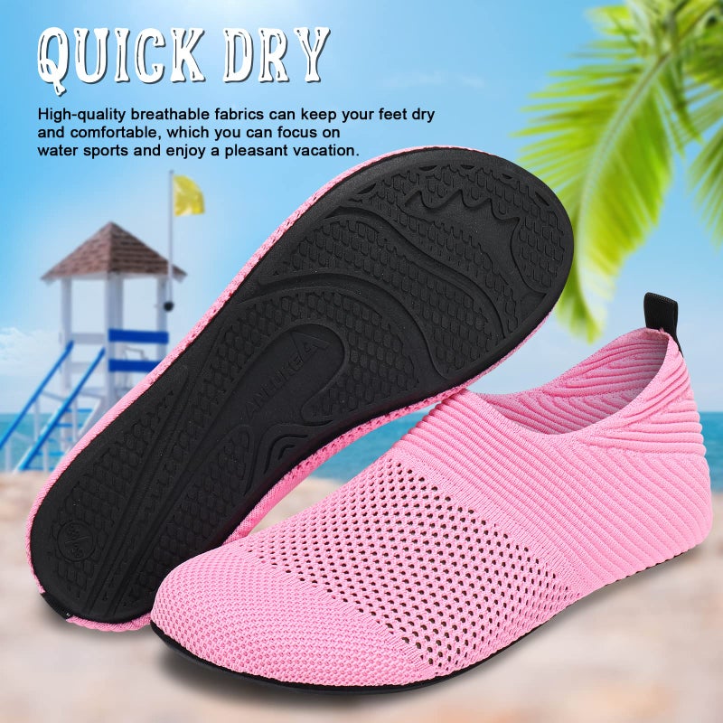 ANLUKE Barefoot Quick-Dry Water Sports Shoes Aqua Socks for Swim Beach Pool Surf Yoga for Women Men (40/41, KPink) - Image 3